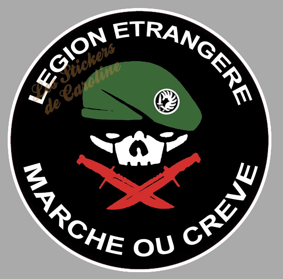 Autocollant Légion étrangère 'Honneur Fidélité' - Diamètre 9 Cm, Vert - Vinyle, Neuf