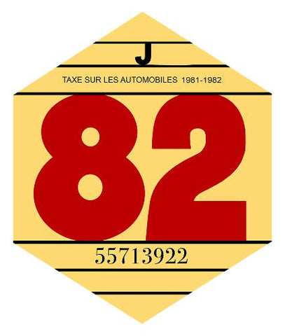 VIGNETTE FISCALE 1982 PARE-BRISE VZ076
