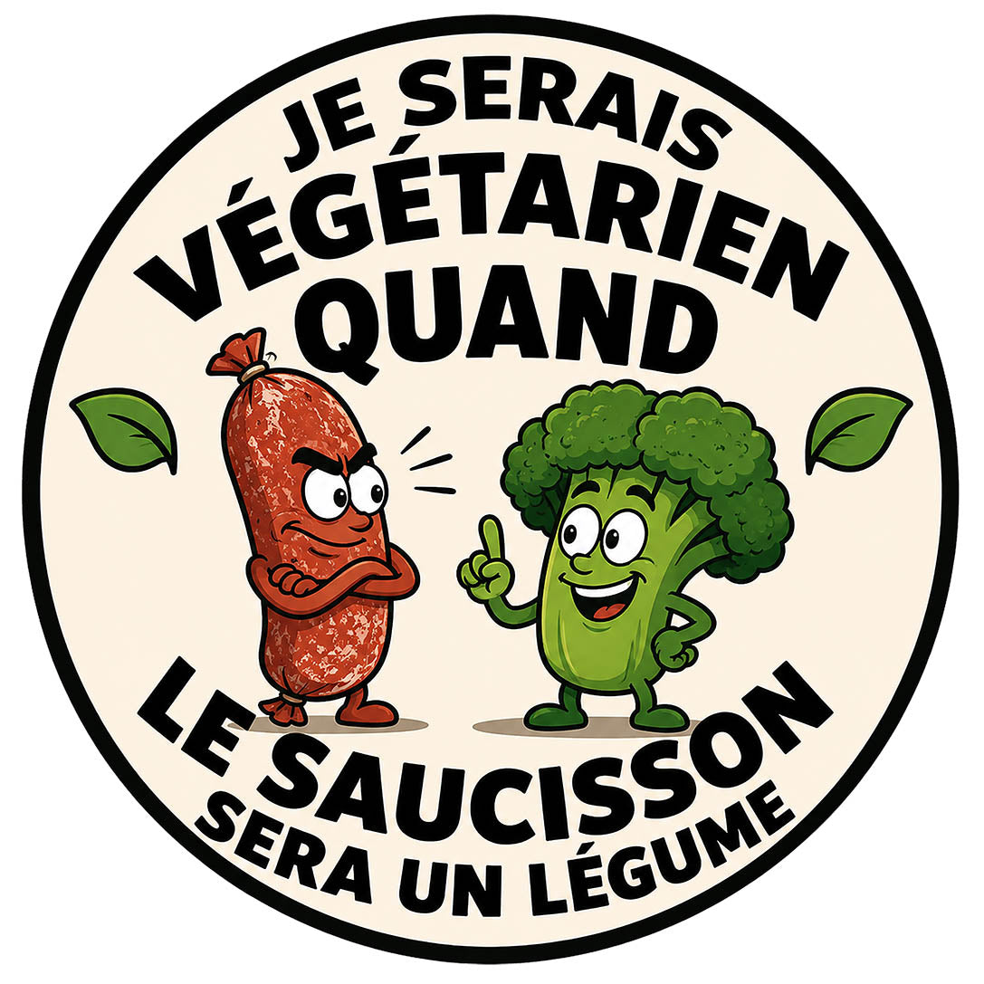 Sticker Humour Je serai végétarien quand le saucisson sera un légume ...